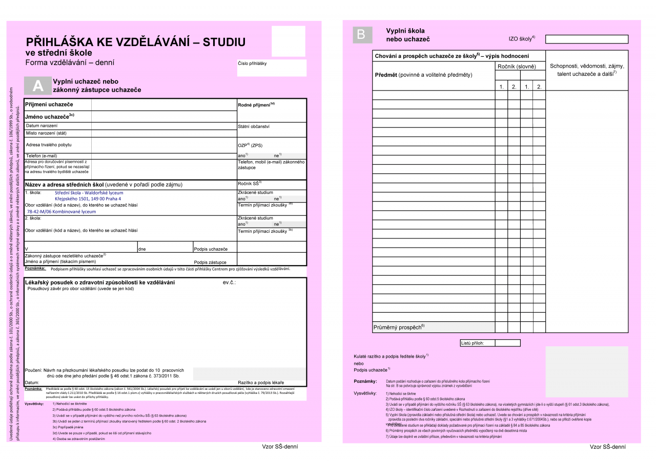 Přijímací řízení | Střední škola – Waldorfské lyceum Praha